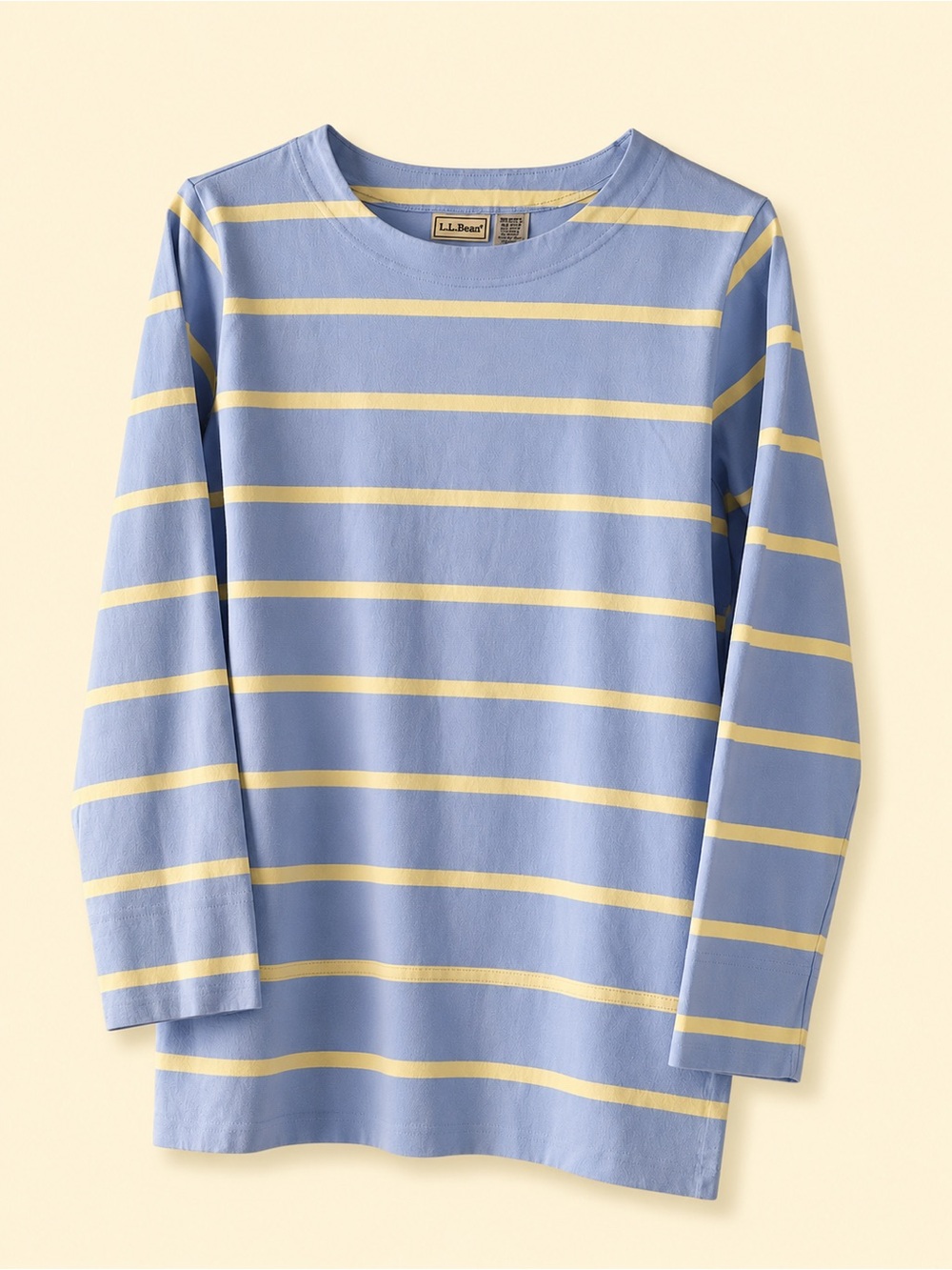 L.L. Bean Light Blue and Yellow Striped Long-Sleeve Tee